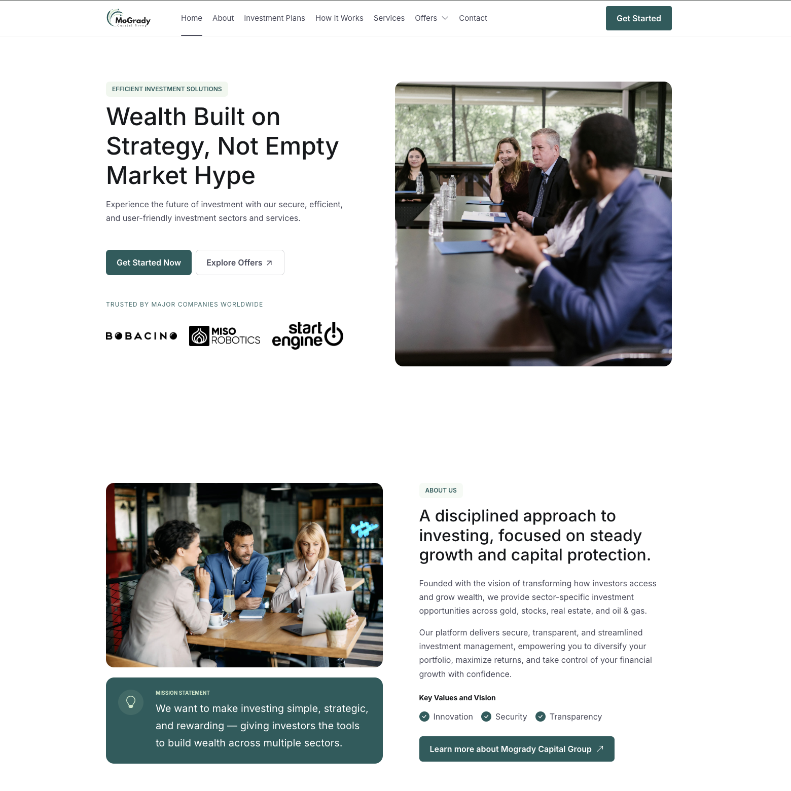 Corporate business website with service pages and contact forms